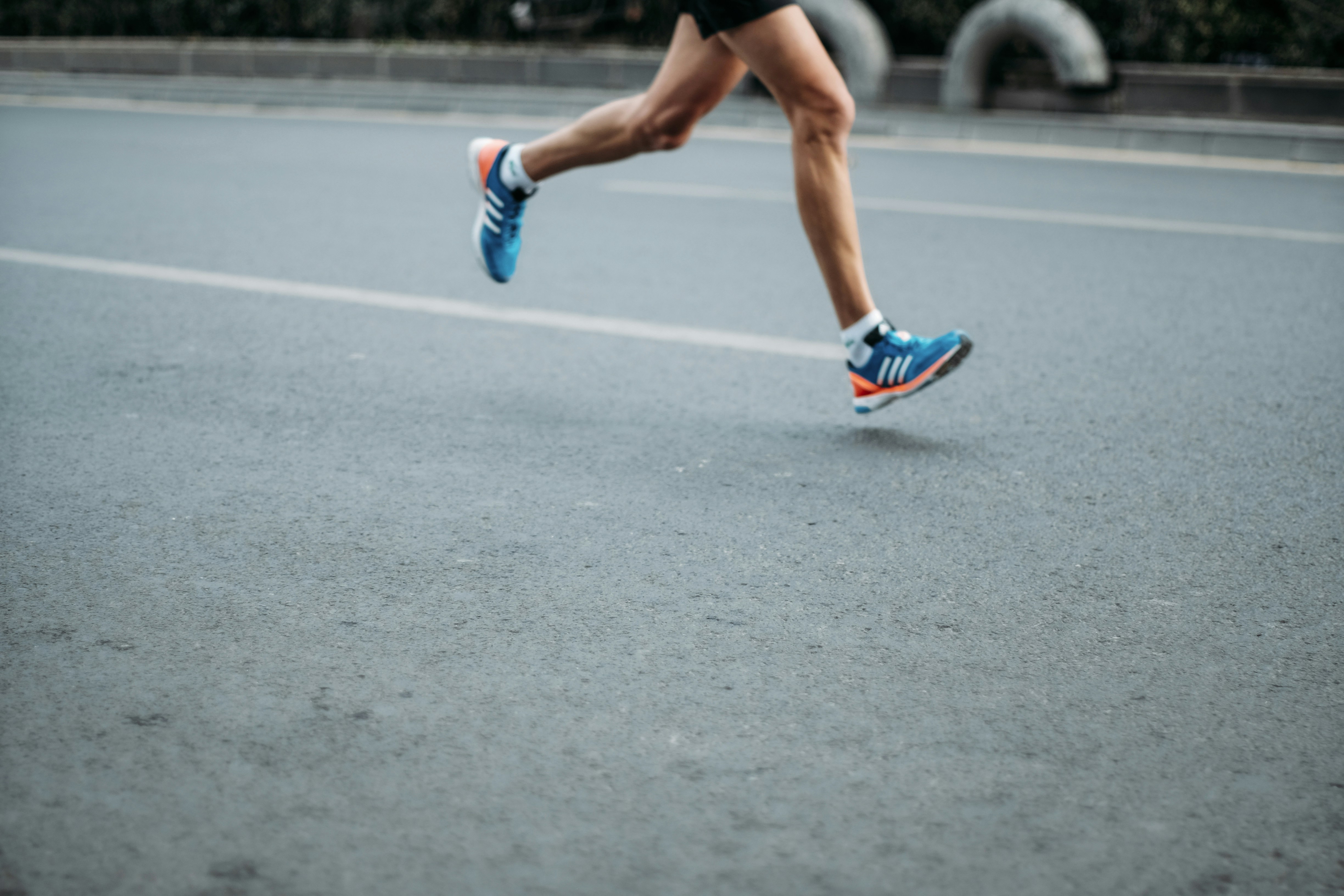 Man running on a road